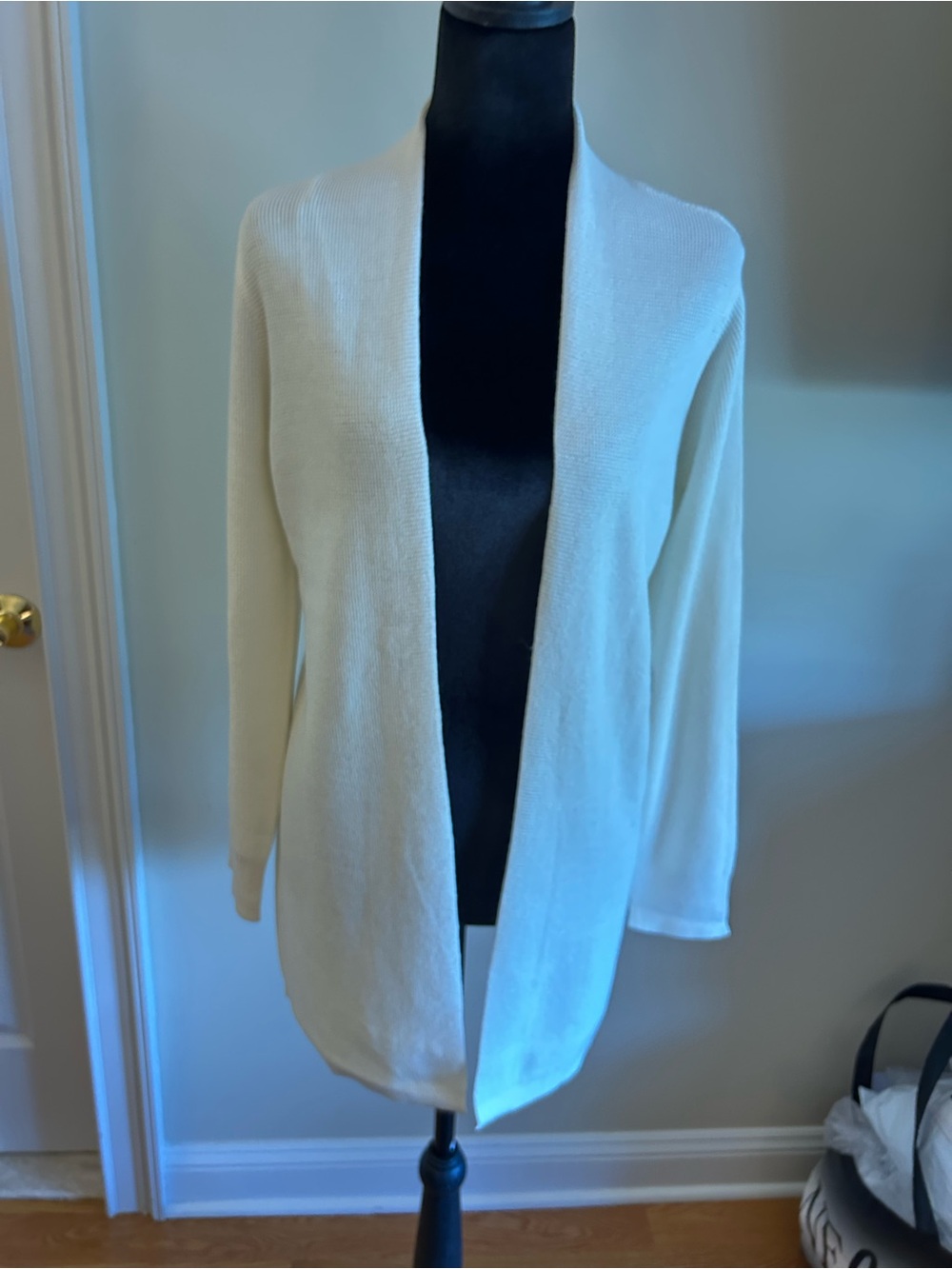 Cyrus Open-Front Cream Cardigan Sweater